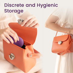 EcoBlossom compact cup holder; compatible with any menstrual cup brand.