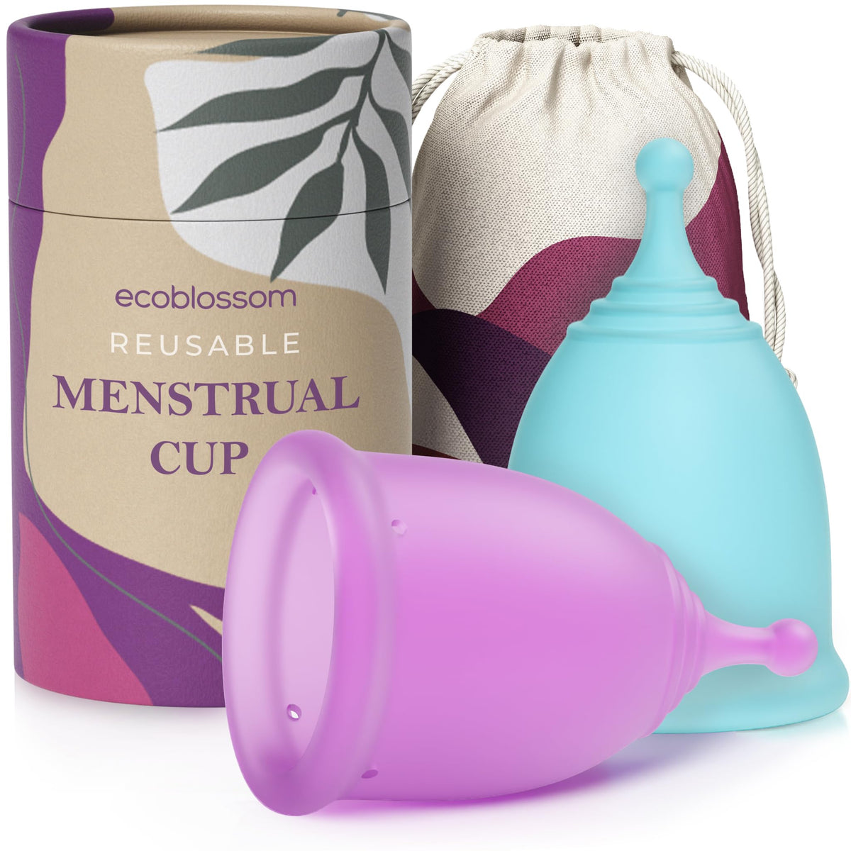 EcoBlossom small menstrual cup in hand offering discreet, up-to-12-hour protection.