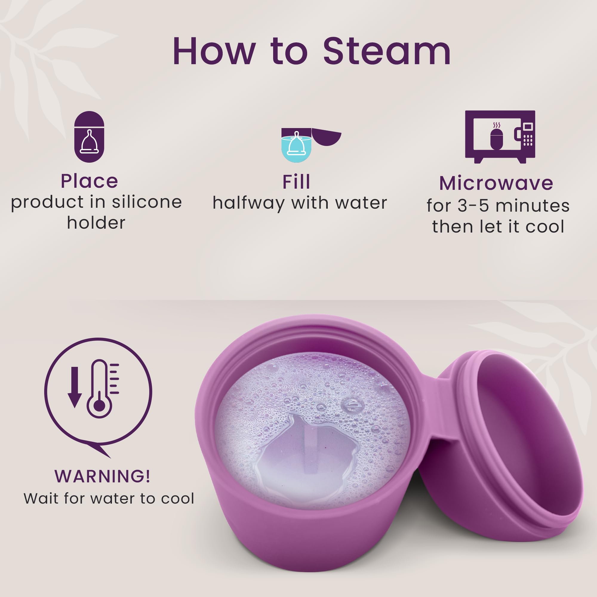 EcoBlossom leakproof design closeup; spill-proof silicone holder for mess-free cleansing.