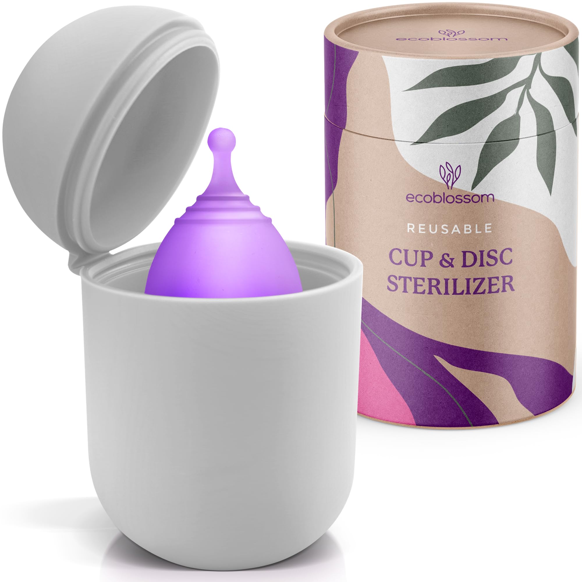 EcoBlossom menstrual cup case close-up showing discreet storage for on-the-go use.