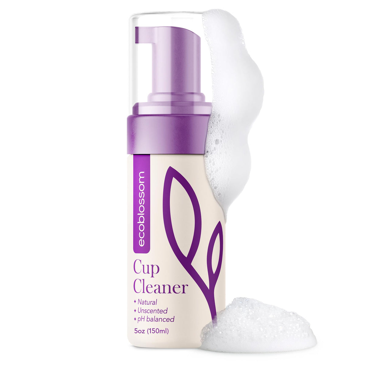 EcoBlossom menstrual cup cleaner bottle-pump keeps silicone cups clean and safe.