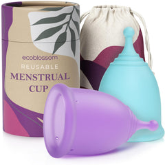 EcoBlossom reusable menstrual cup set pack demonstrates eco-friendly design for cost-effective period care.