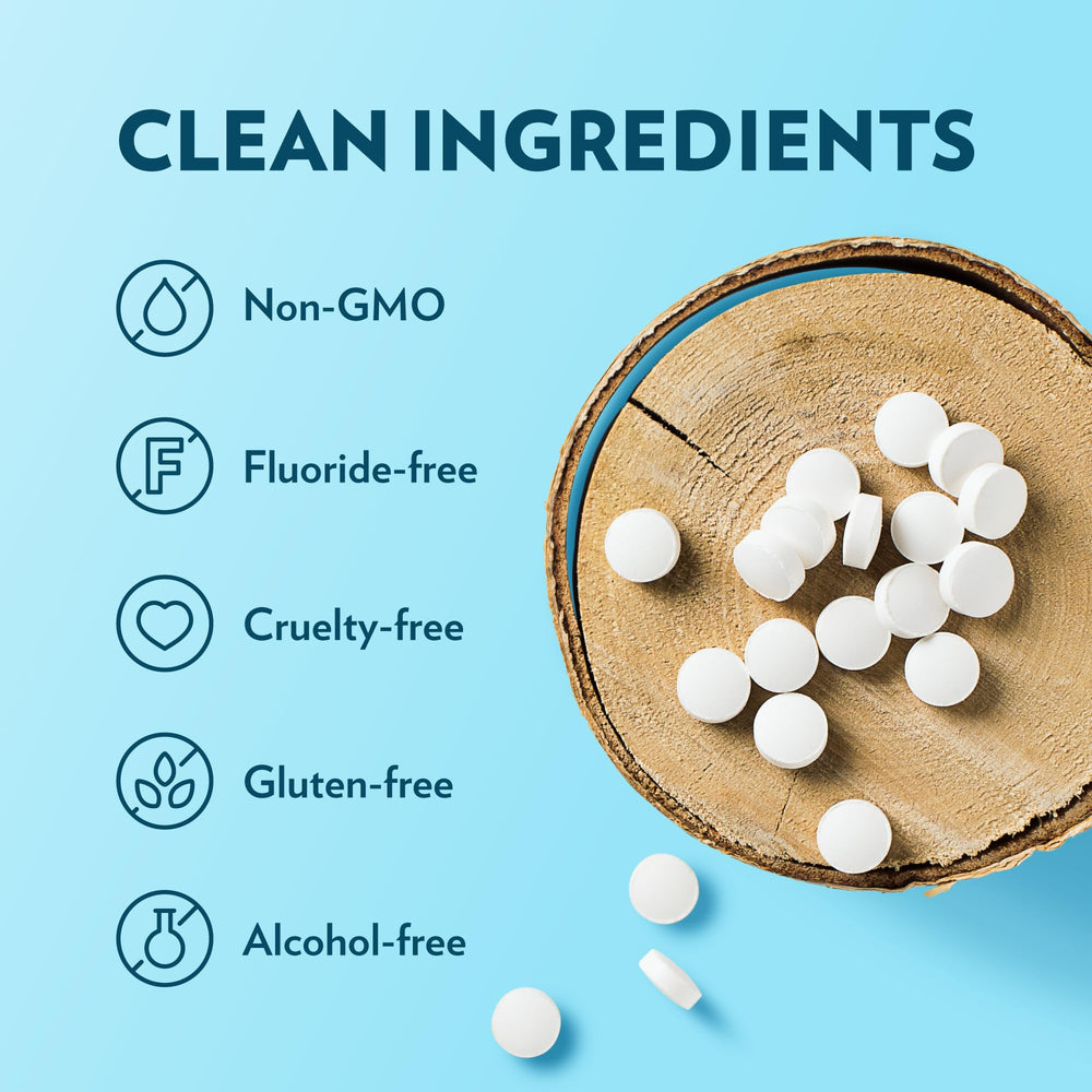 Hydroxyapatite, CoQ10, xylitol and oral probiotics ingredients illustration