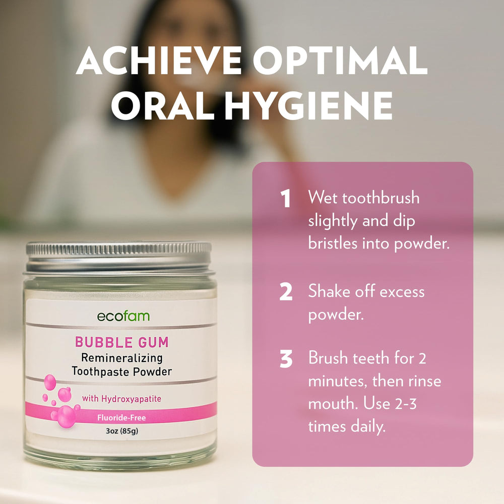 Reusable glass jar packaging for Ecofam toothpaste powder