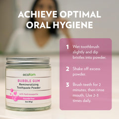 Reusable glass jar packaging for Ecofam toothpaste powder