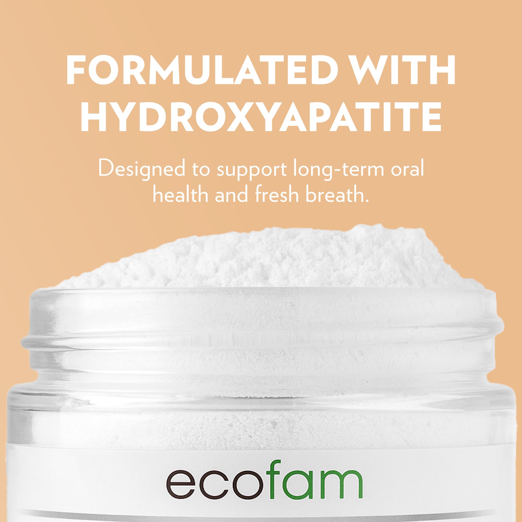 Close-up of hydroxyapatite and xylitol ingredients