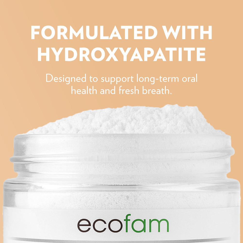 Close-up of hydroxyapatite and xylitol ingredients