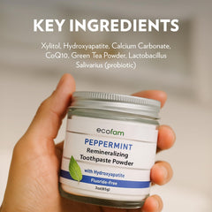 Peppermint flavor toothpaste powder for on-the-go use