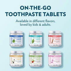 Child brushing teeth with EcoFam toothpaste tablets