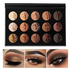 Ecofavor Nude Gold eyeshadow palette front view, compact for on-the-go looks.