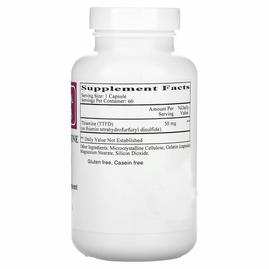 Close-up of All Thiamine B1 50 mg bottle label