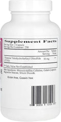 Nutrition facts panel for Ecological Formulations Allithiamine B1 50 mg 250 capsules