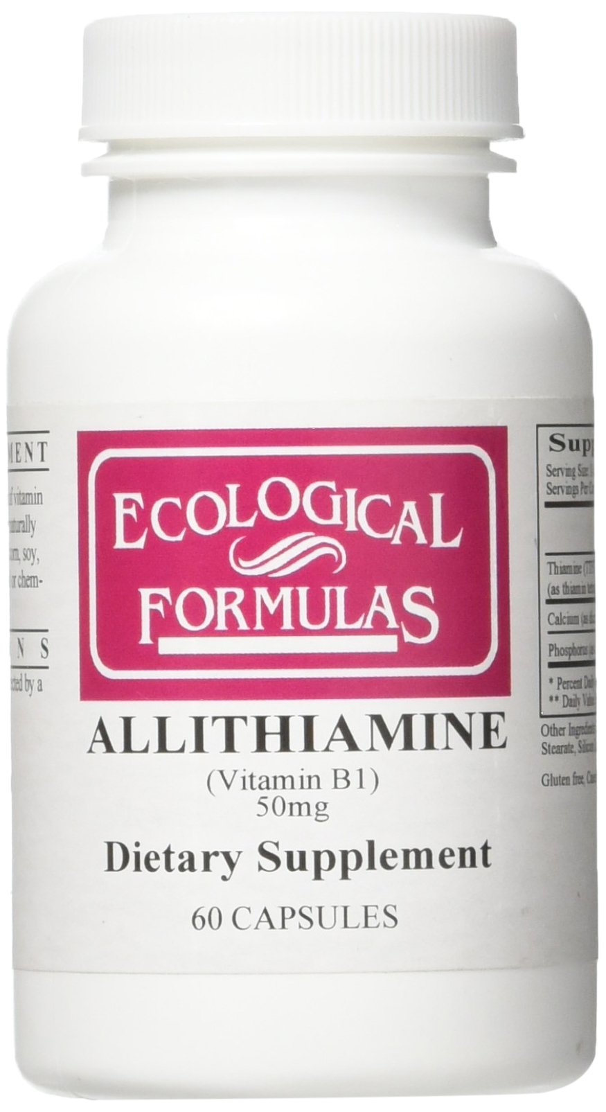 Front view of Ecological Formulas Allithiamine Vitamin B1 50 mg bottle
