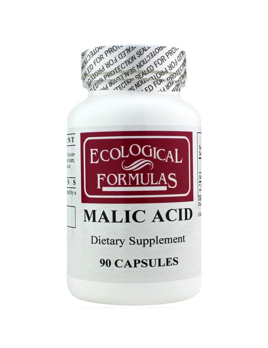 Ecological Formulas Malic Acid 600 mg capsules bottle with white capsules