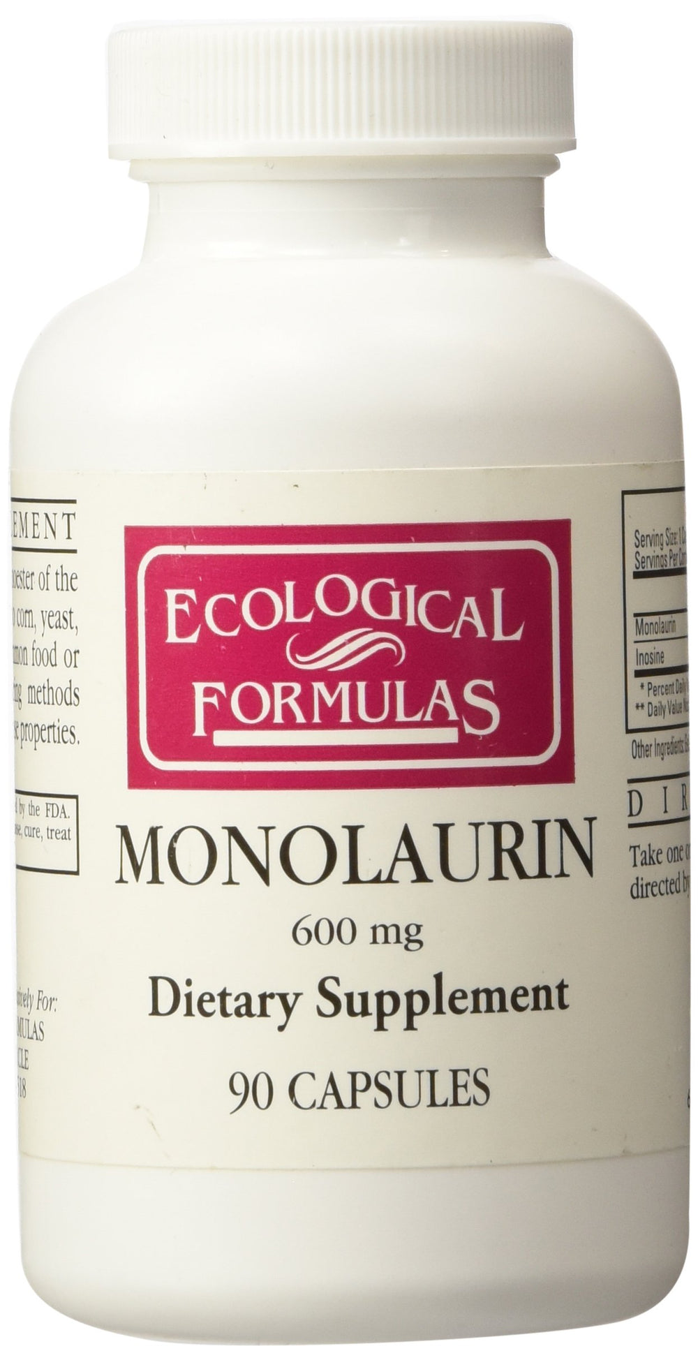 Ecological Formulas Monolaurin 600mg bottle front view