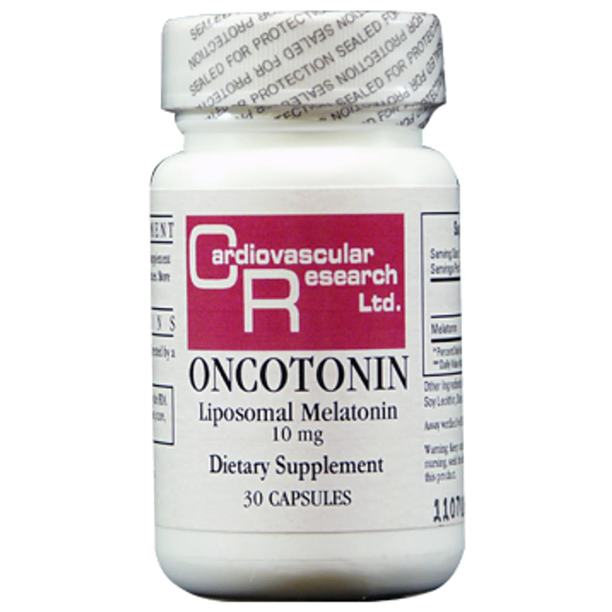 Front view of Ecological Formulas Oncotonin Melatonin 10 Mg 30 Caps bottle