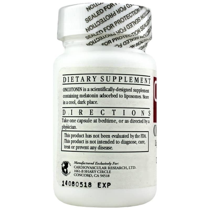 Close-up of Oncotonin Melatonin 10 Mg 30 Caps capsules