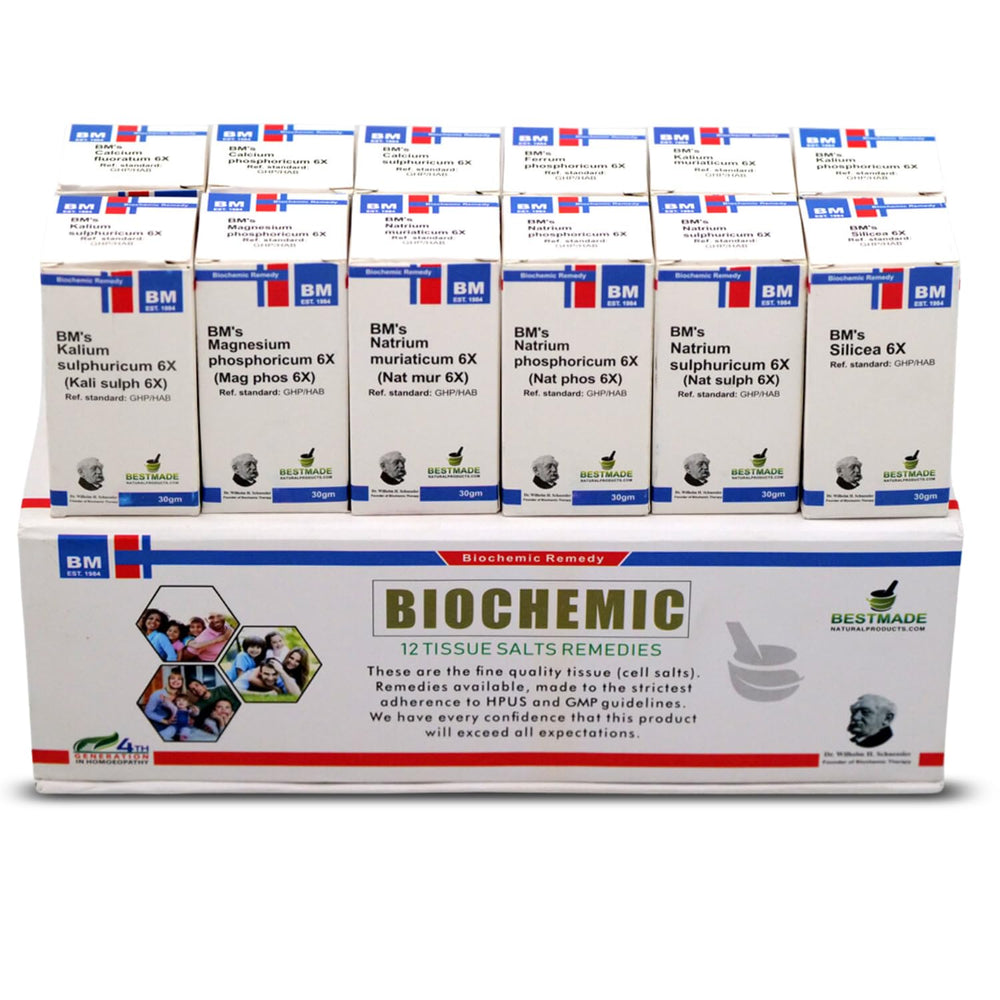 Economy Pack Tissue Cell Salts Kit with 12 bottles and chart