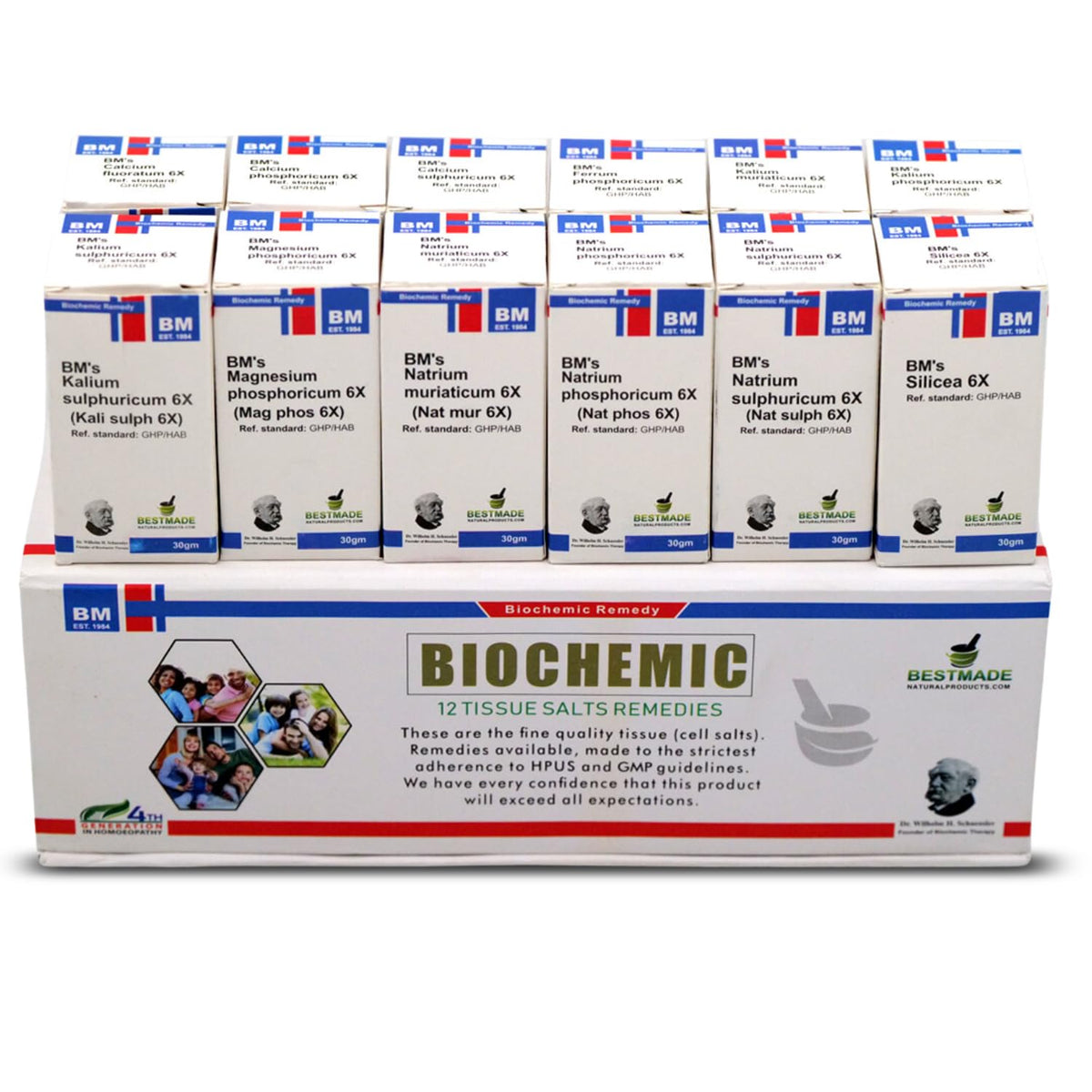 Economy Pack Tissue Cell Salts Kit with 12 bottles and chart