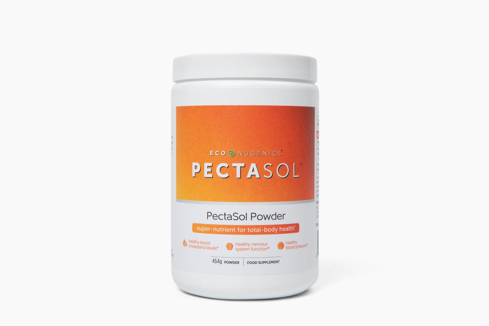 EcoNugenics PectaSol bottle showing total-body health support and immune balance potential.