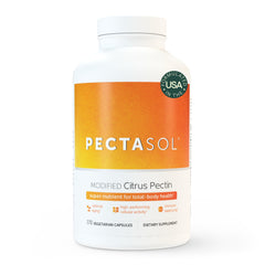 EcoNugenics PectaSol MCP bottle closeup showing vegan capsules for total-body support