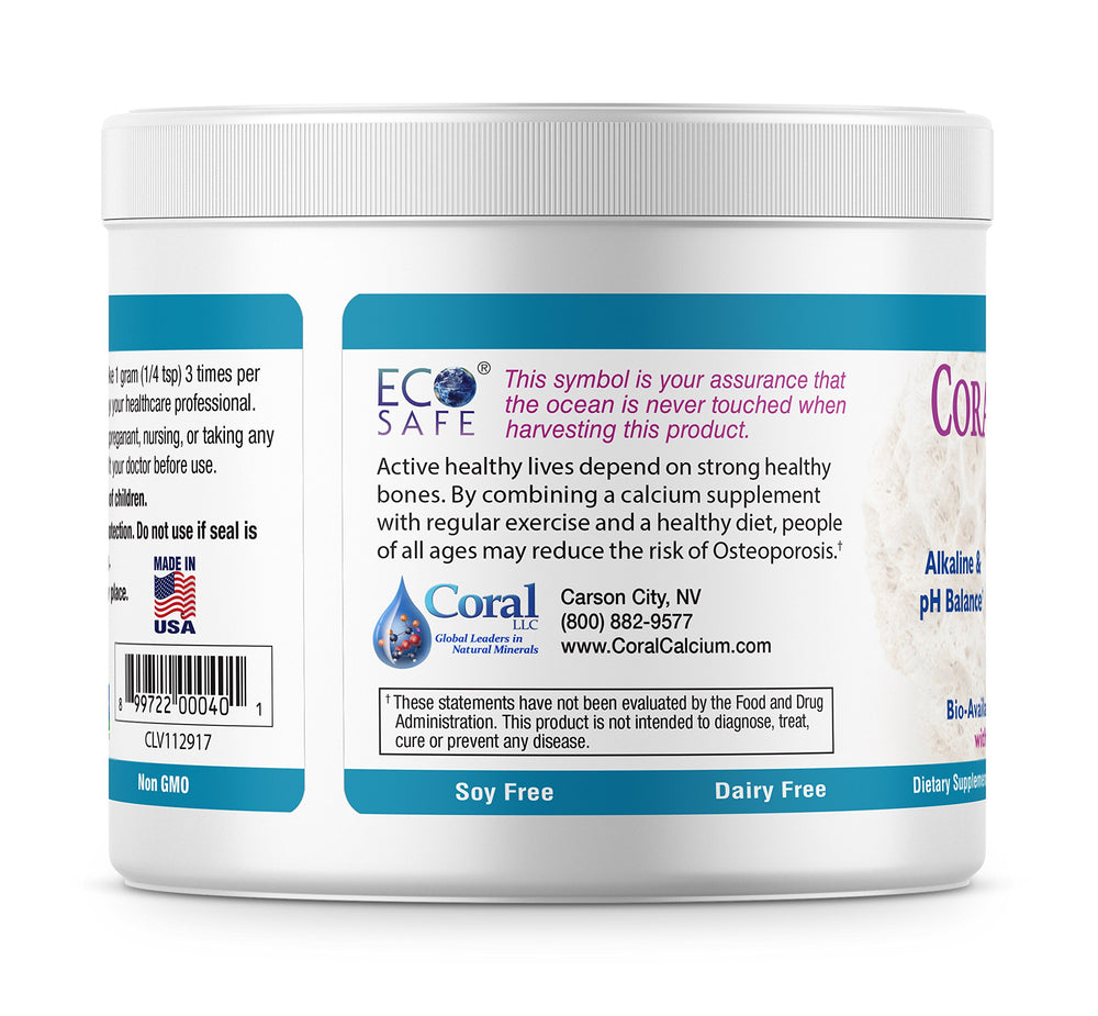 EcoPure Coral Calcium Powder packaging and bottle