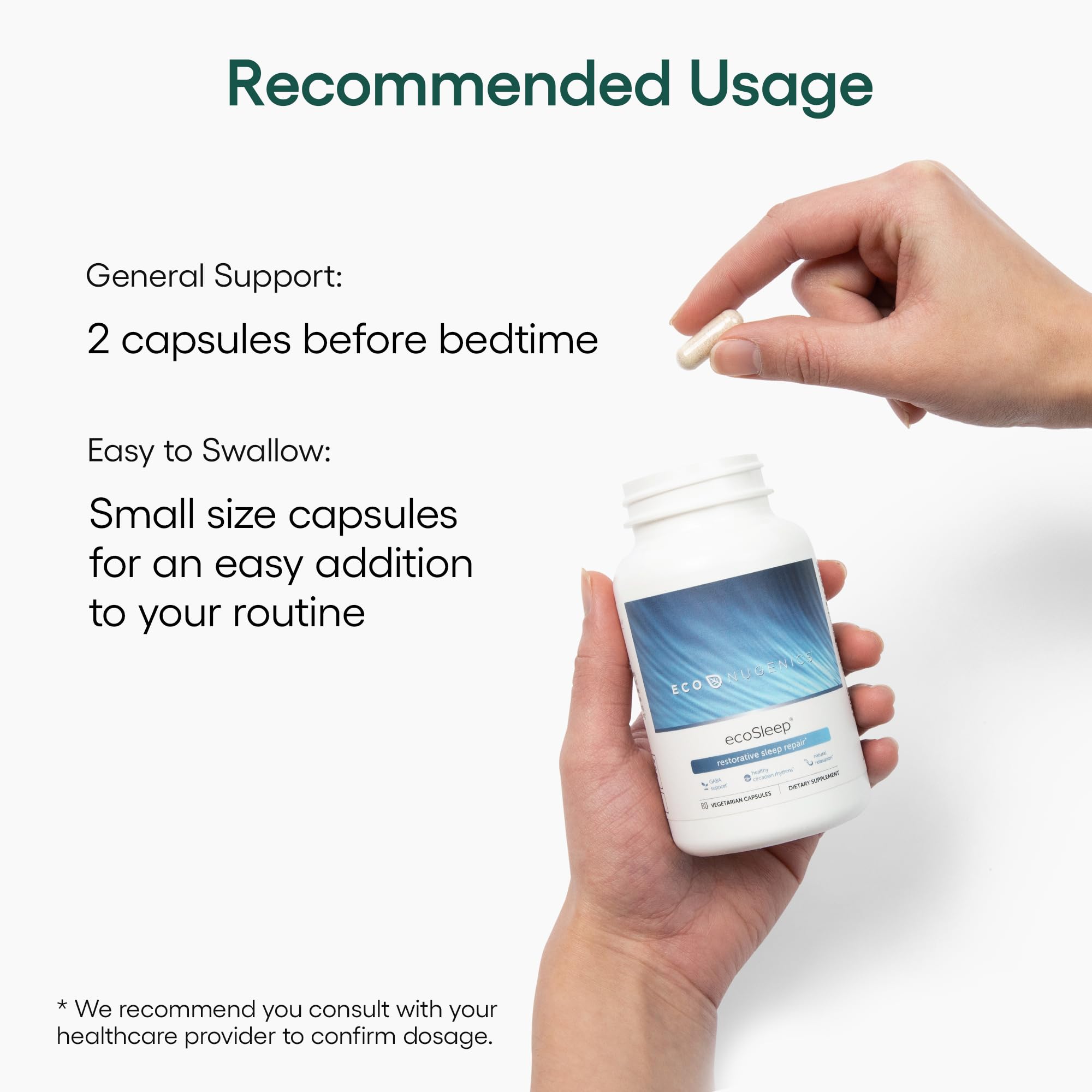 Vegan, gluten-free, non-GMO EcoSleep – 60 capsules