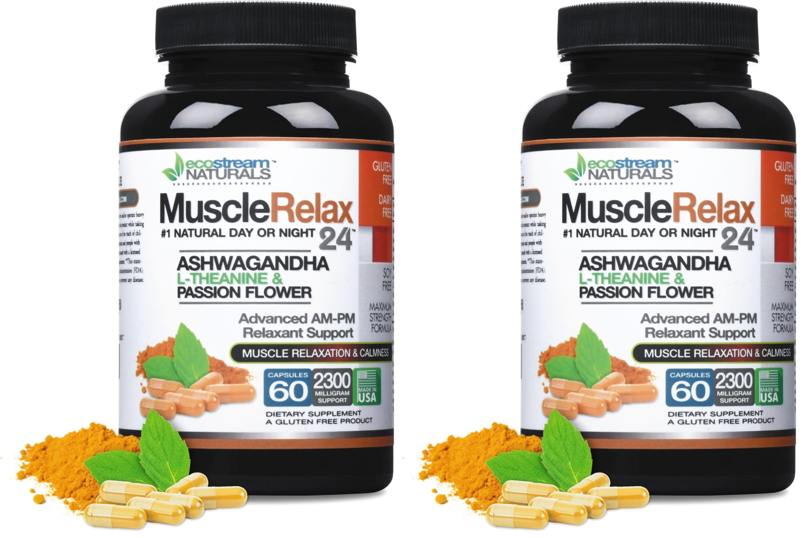 ecostream Naturals Relaxant bottle front shows 2300 mg per pack for daily balance.