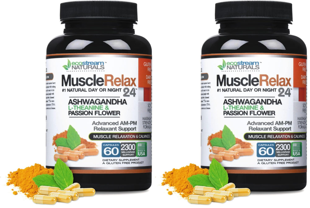 ecostream Naturals Relaxant bottle front shows 2300 mg per pack for daily balance.