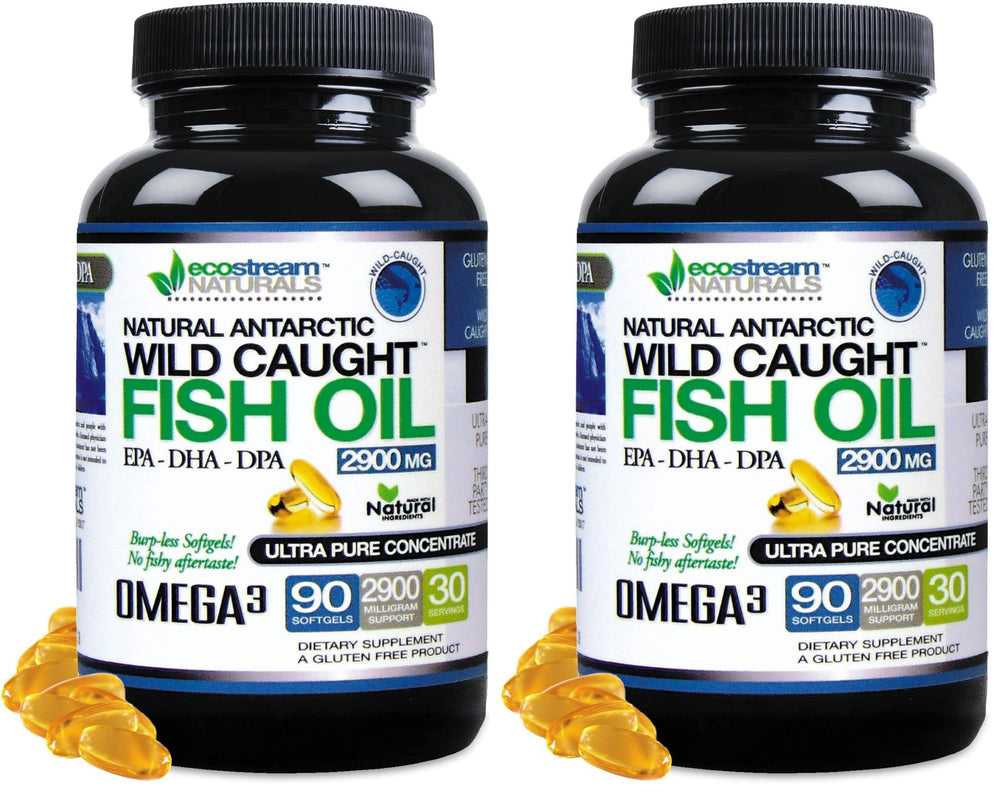 Ecostream Naturals Wild-Caught Omega-3 bottle front emphasizes freshness for daily use