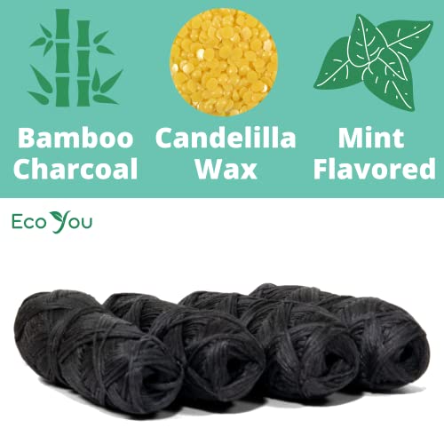 Charcoal dental floss refill spools in mint wax