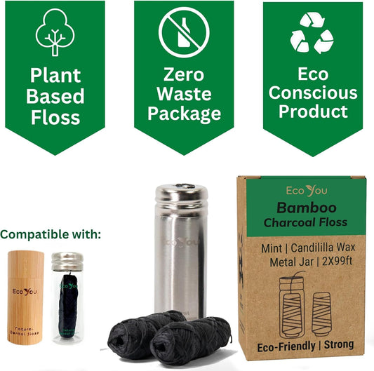 Close up view of EcoYou bamboo floss spools