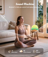 ecozy Wood Grain Sunrise Alarm Clock dual speakers deliver clear sleep sounds.