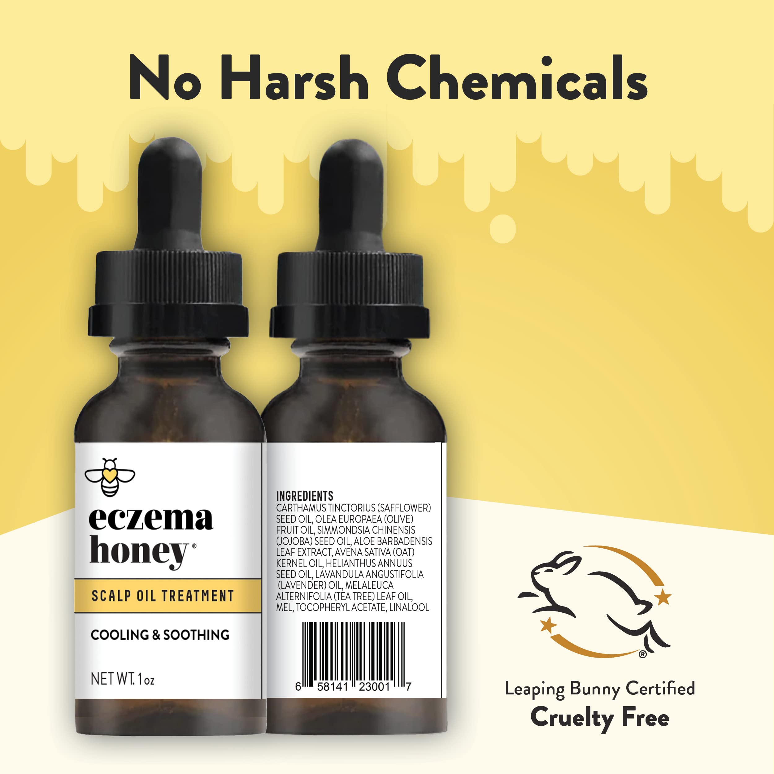 ECZEMA HONEY cruelty-free certification badge signals ethical scalp care.