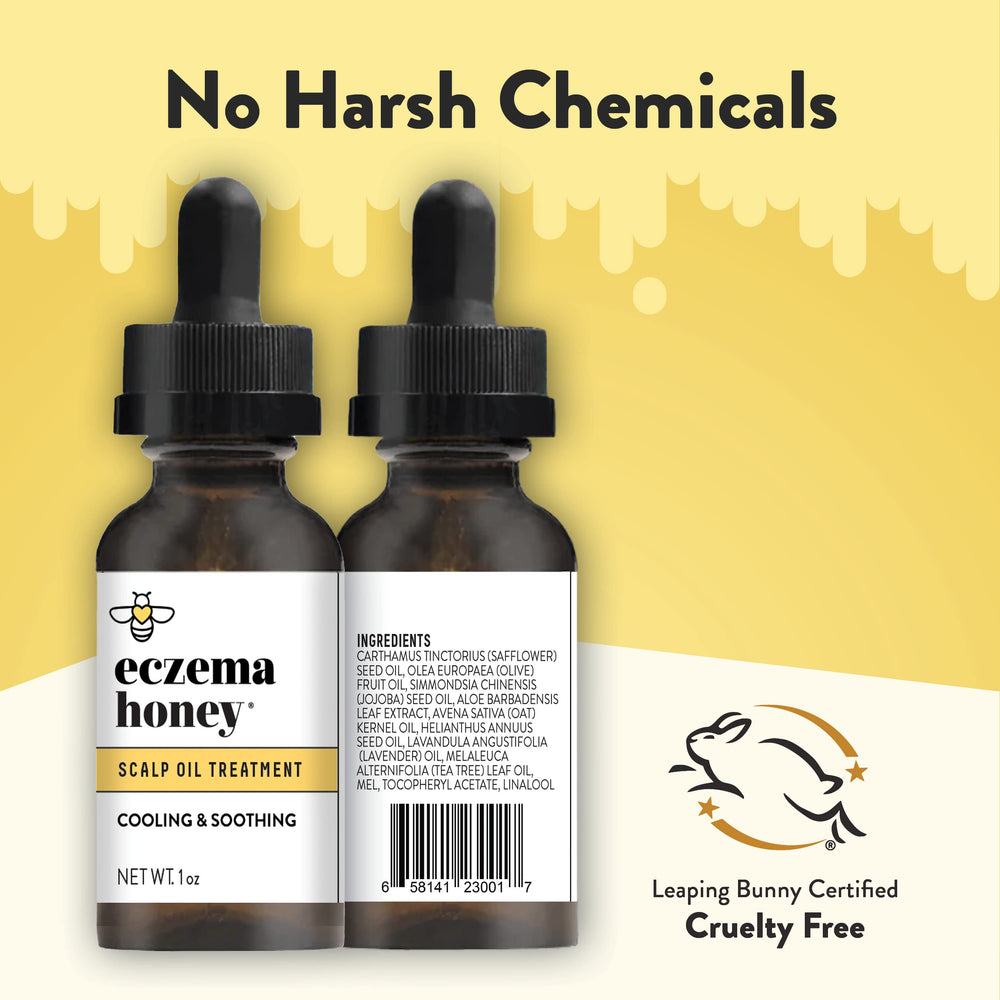 ECZEMA HONEY cruelty-free certification badge signals ethical scalp care.
