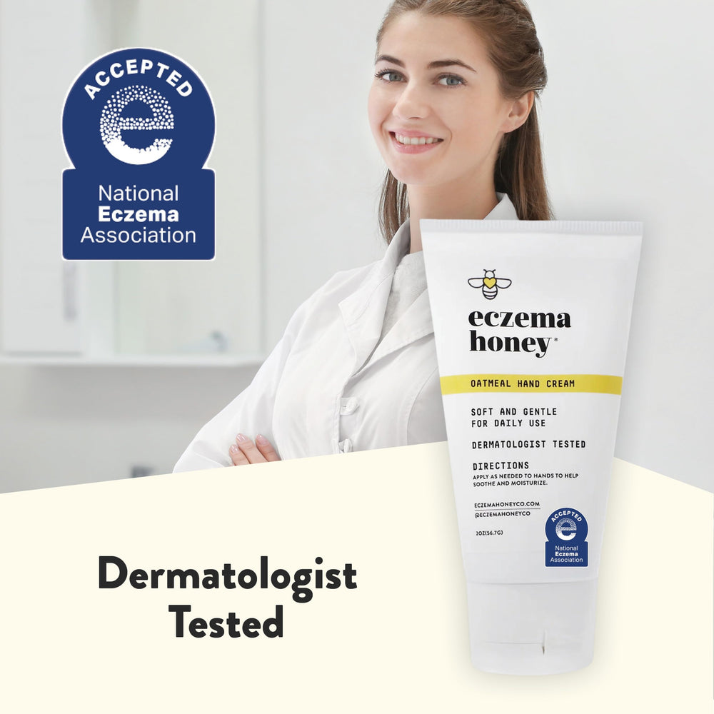 ECZEMA HONEY hand cream on hands during a busy day