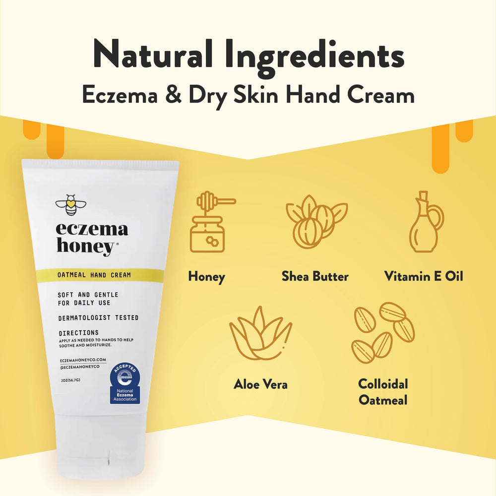 ECZEMA HONEY Oatmeal Hand Cream texture close-up reveals creamy, hydrating formula