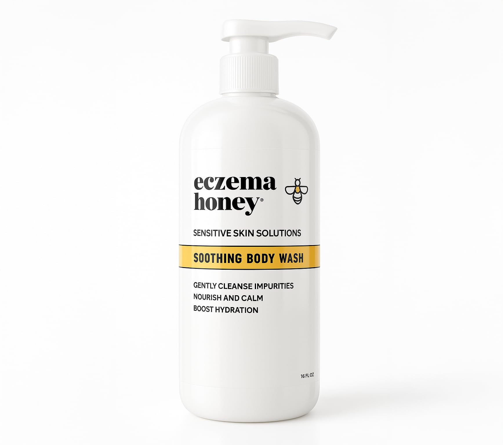 Eczema Honey soothing body wash bottle provides gentle cleanse for sensitive skin.