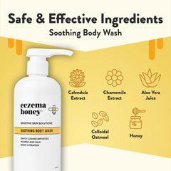 Eczema Honey wash lather demonstrates rich foam for dry skin relief.