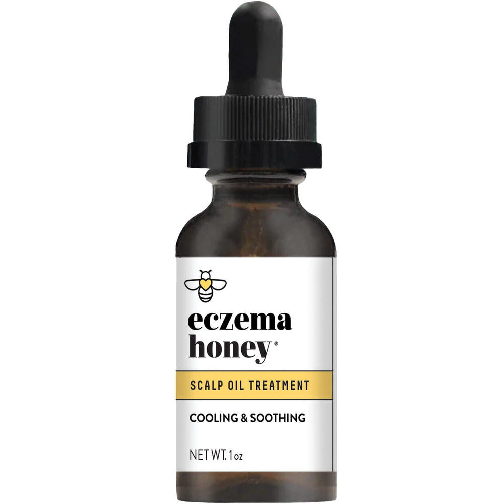 ECZEMA HONEY soothing-scalp-oil bottle shows nourishing formula for calm scalp.