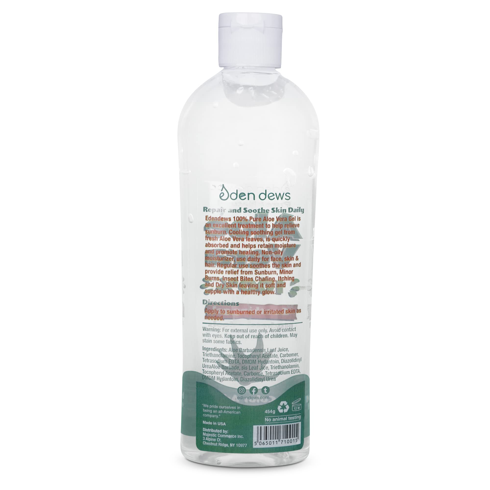 Eden Dews Aloe Vera Gel quickly absorbs for non-greasy, plump-looking skin.
