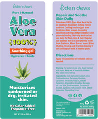 Texture close-up of Eden Dews Aloe Vera Gel smoothing the skin.