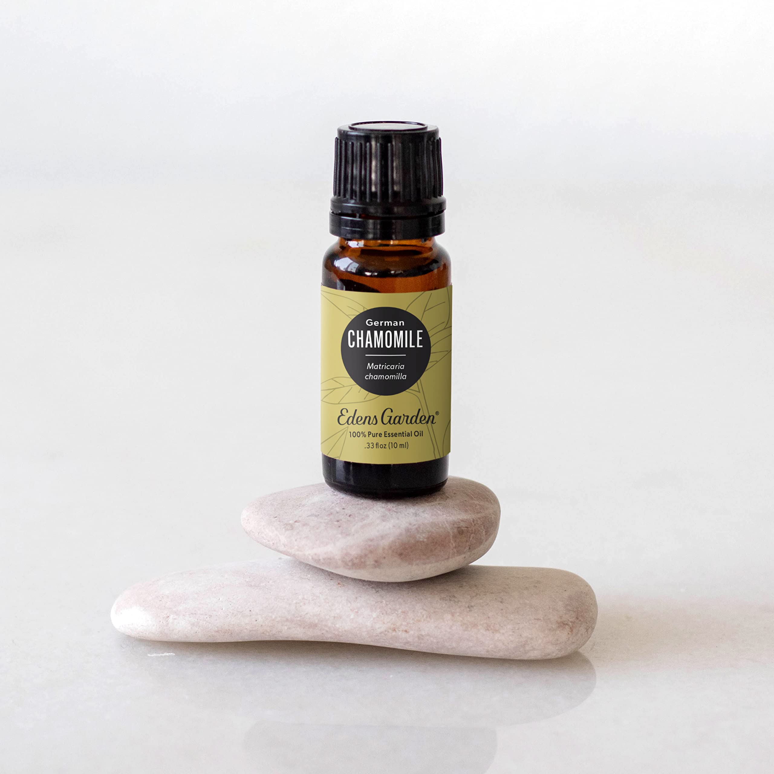 Chamomile essential oil label showing 100% pure therapeutic grade