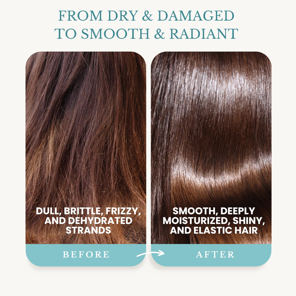 EDENIKA BOTANICALS conditioner being poured in the shower for frizz control and shine.