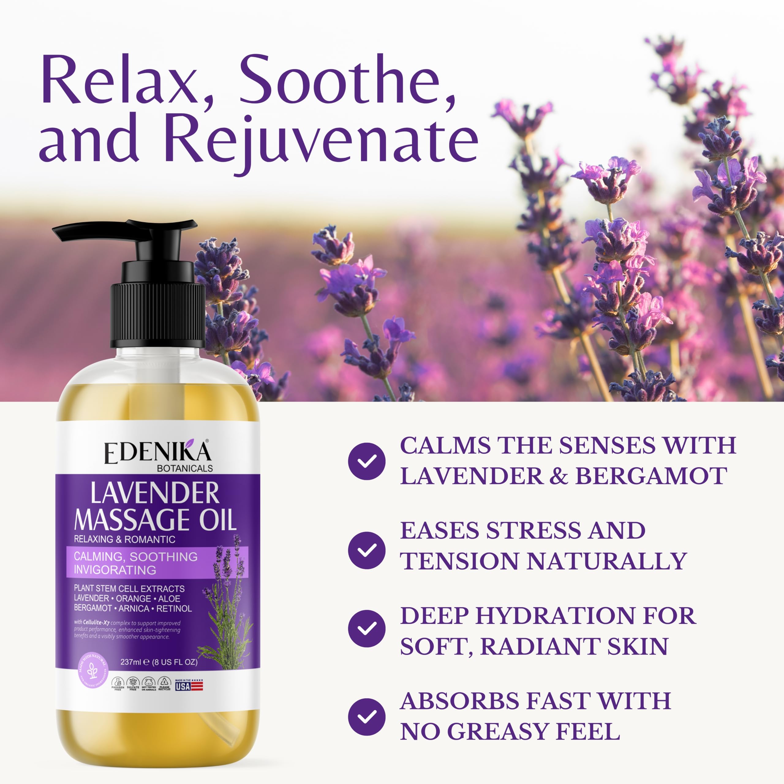 Calming lavender aromatherapy scene with massage oil