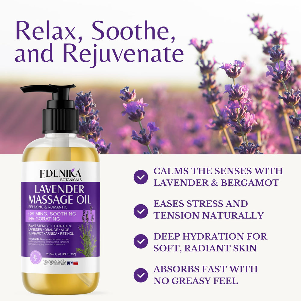 Calming lavender aromatherapy scene with massage oil