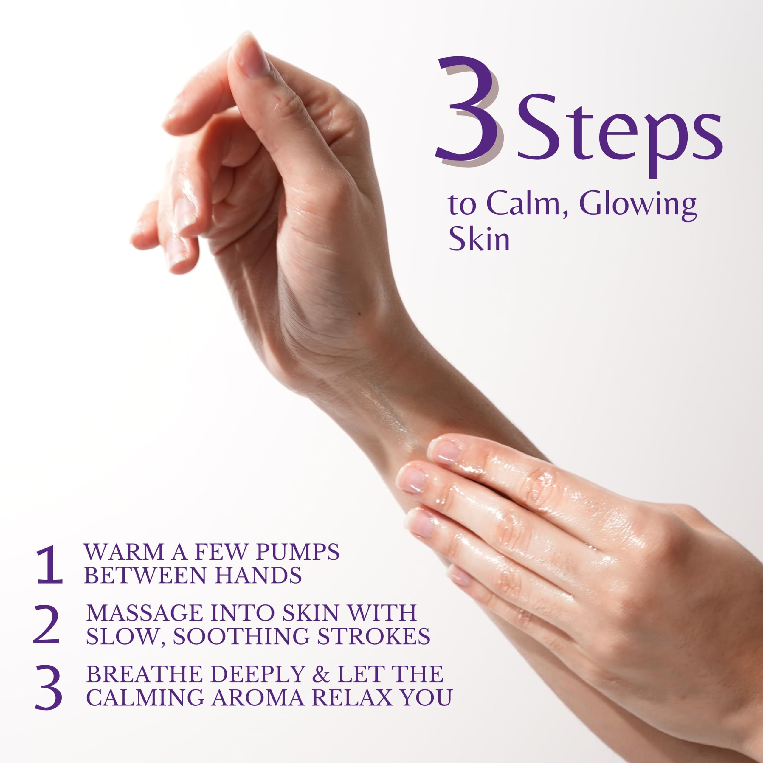 Non-greasy, fast-absorbing lavender massage oil on skin
