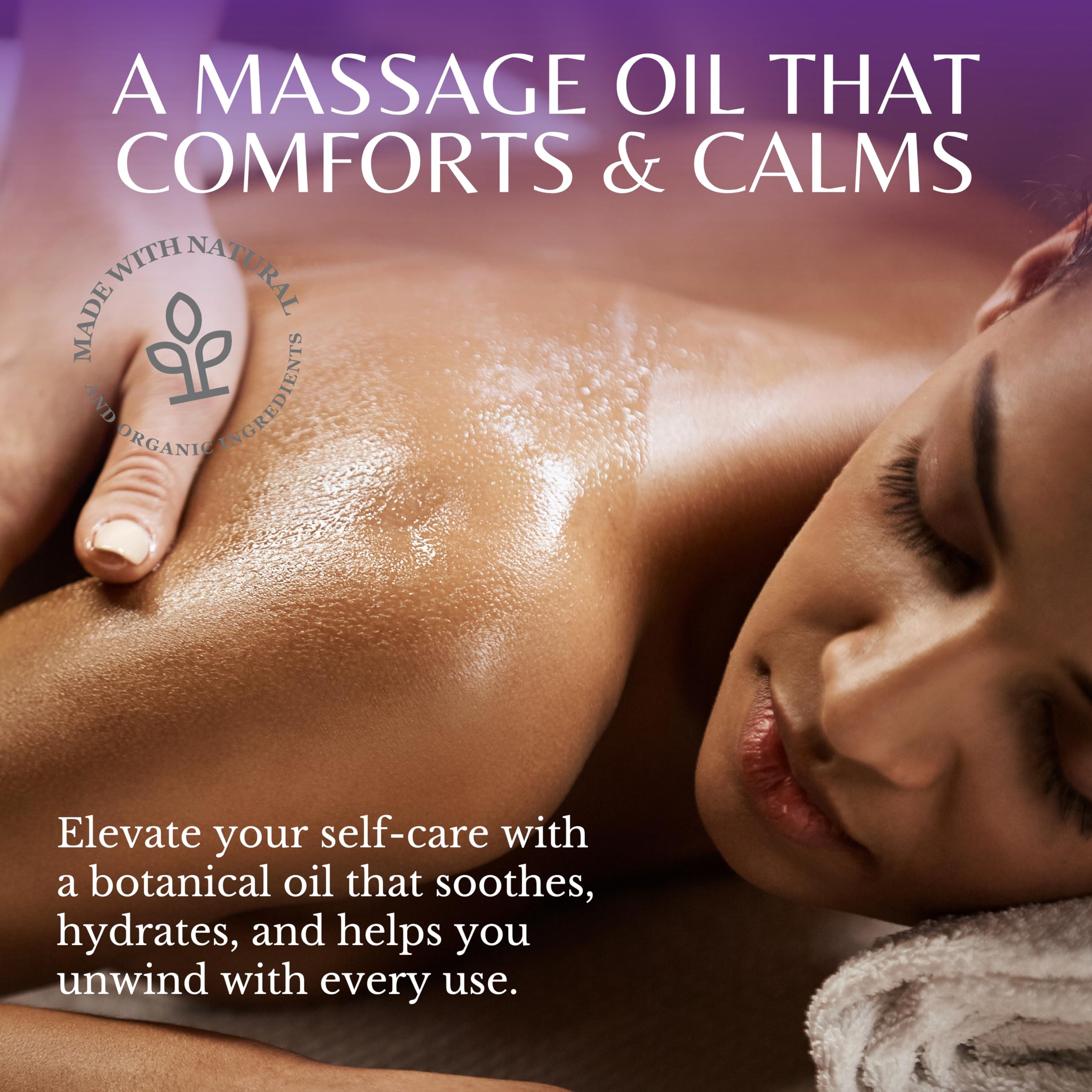 Person receiving a full-body massage with lavender oil