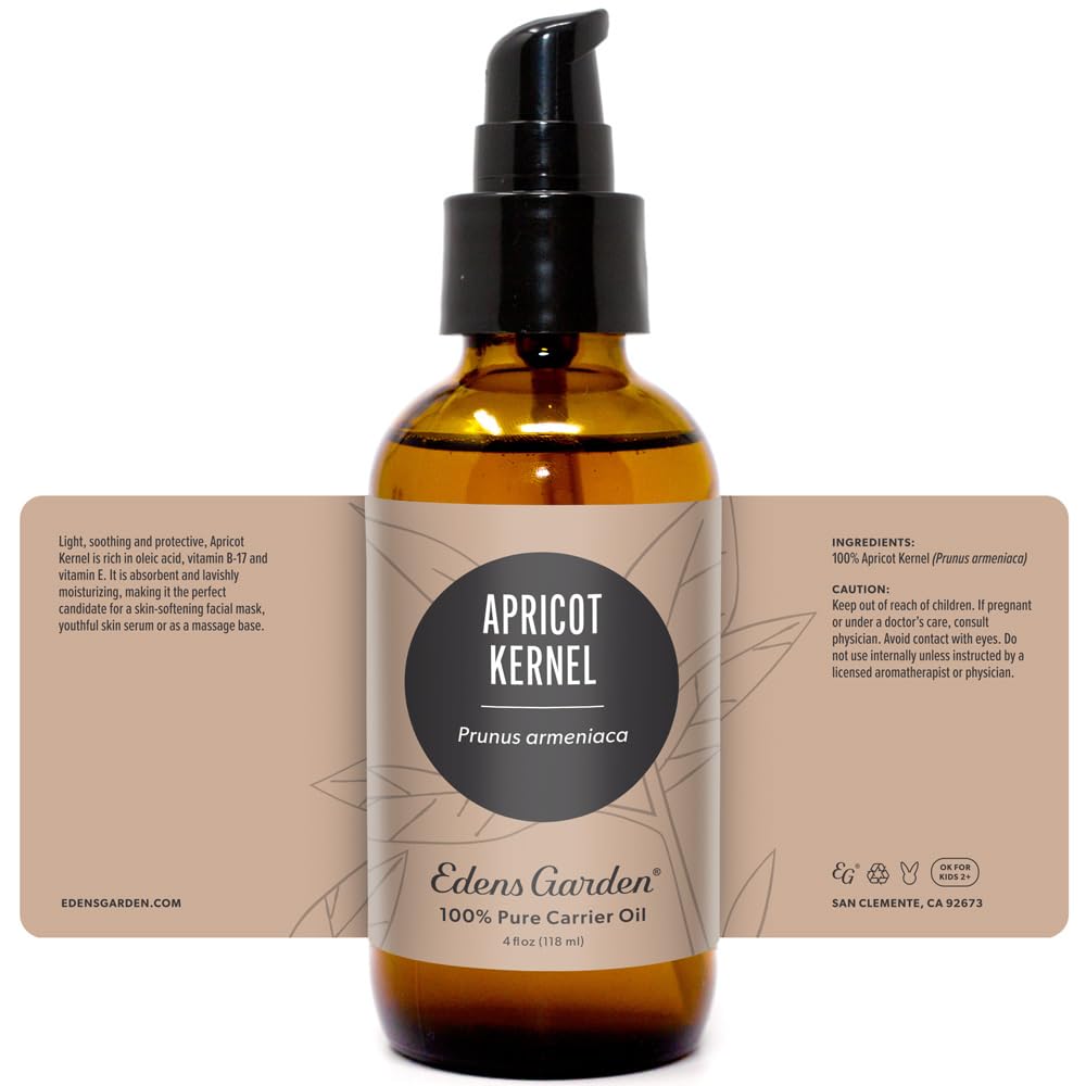 Edens Garden Apricot Kernel Oil packaging 118ml highlighting value.