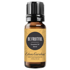 Edens Garden Be Fruitful essential oil bottle label close-up
